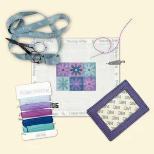 Happy Stitching - Mod Bloom Needlepoint Card Wallet Kit - Self Finishing Needlepoint Craft Kit - Cozy Hobby for Women