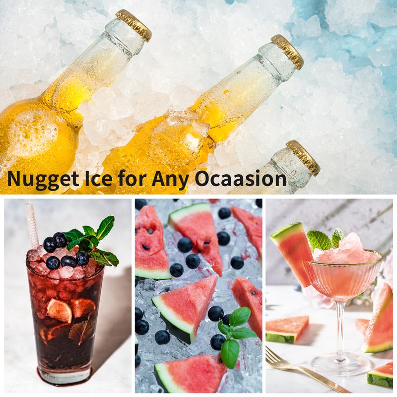 EUHOMY Nugget Ice Maker Countertop, 35Lbs/24H&44Lbs/24H Pebble Ice Maker Machine, Self-Cleaning Pellet Ice Machine with Ice Scoop&basket, Sonic Countertop Ice Machine for Home/Kitchen/Office(Black)