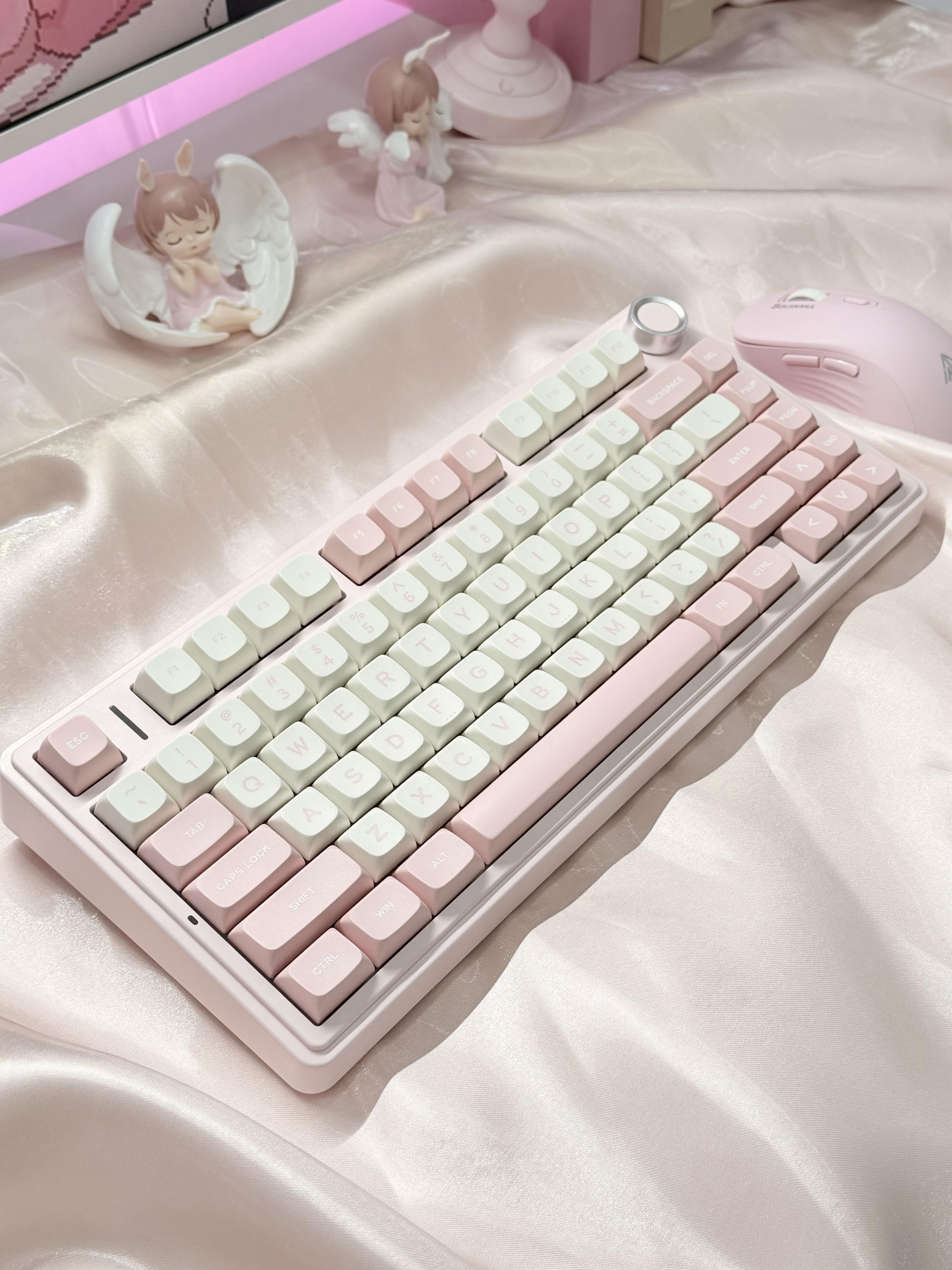 AULA F75 Cute Pink 75% Mechanical Wireless Keyboard – Creamy Sound, Pastel Desk Setup Aesthetic, Wireless Tri-Mode, Hot Swap, RGB Backlit Keyboard for Girls