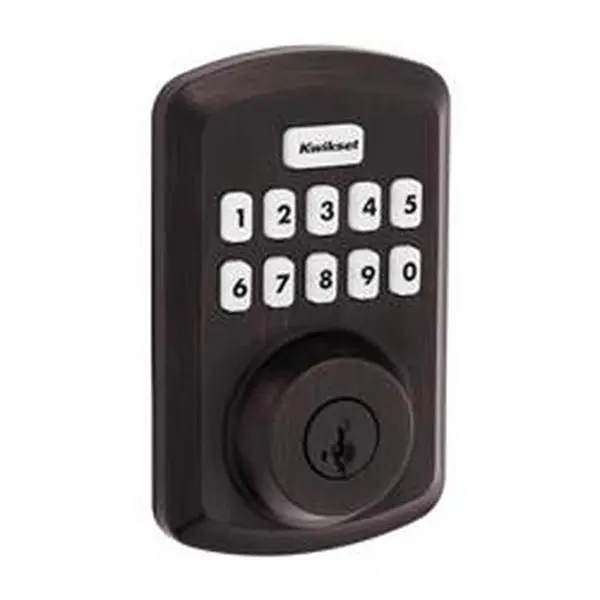 Kwikset 5043687 Smart Code Zinc Electronic Deadbolt - Venetian Bronze, Single Cylinder, Batteries Included, Keys + Fobs, Fits 1-3/8 to 1-3/4 in Door Thickness, Fits Standard Doors, Zinc Body, Lock Cylinders