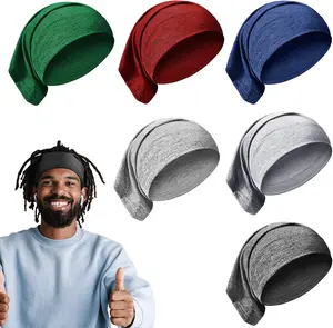 Spandex Dreadlock Caps 6 Pcs Unisex Elastic Head Wraps Long Hair Dread Headbands with Tubes 6 Deep Colors