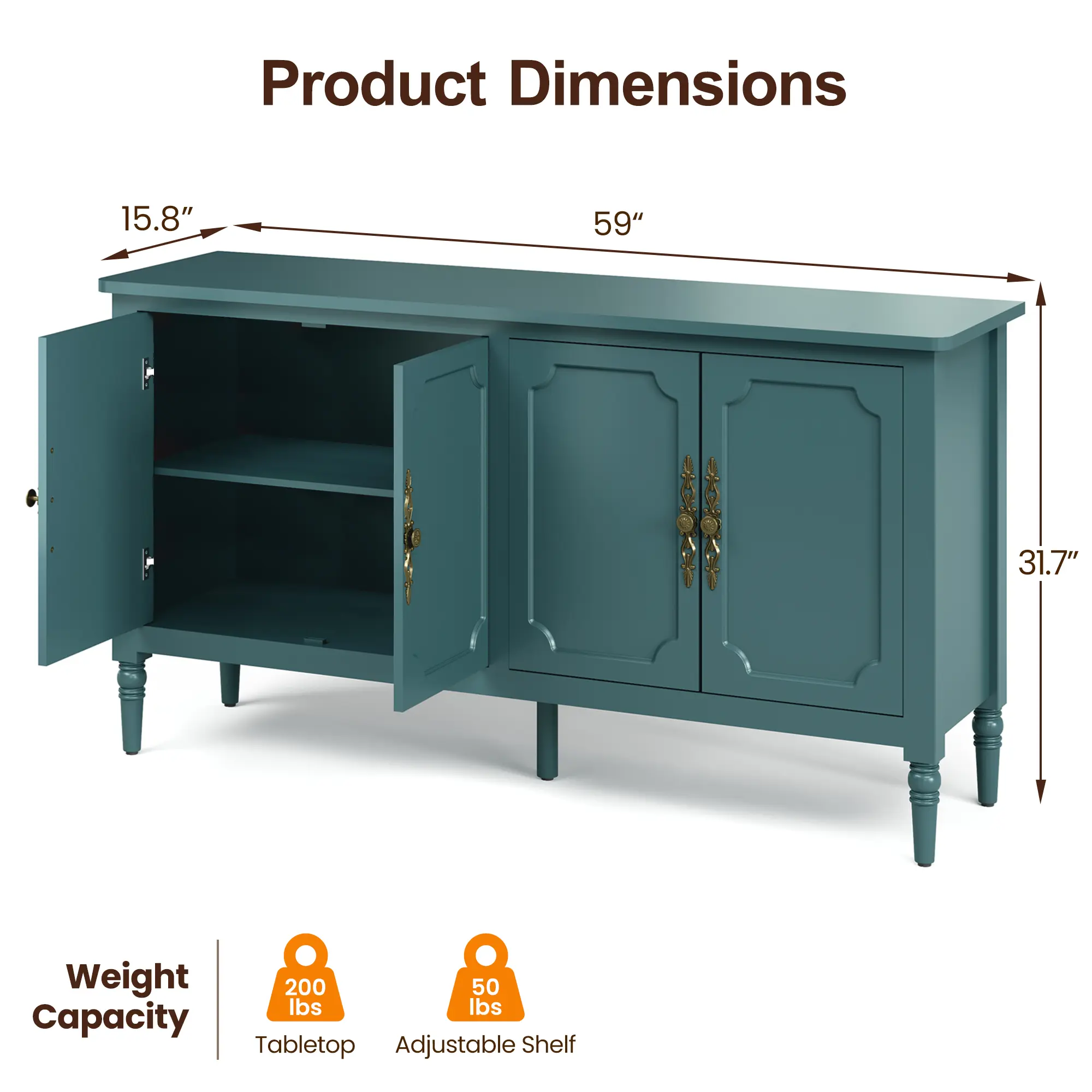 Turquoise Blue-4 doors-59''