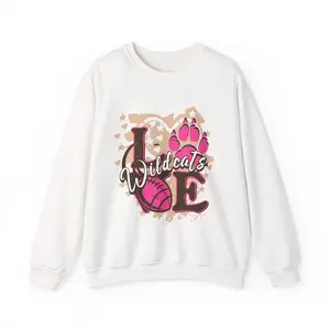 Wildcats Love Crewneck Sweatshirt | Paw Print, Basketball, Script