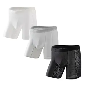 Men's Extended Leg Lace Mesh Boxer Briefs Ultra Soft Lightweight Breathable Underwear with Camellia Fragrance and No Ride Up Long Legs