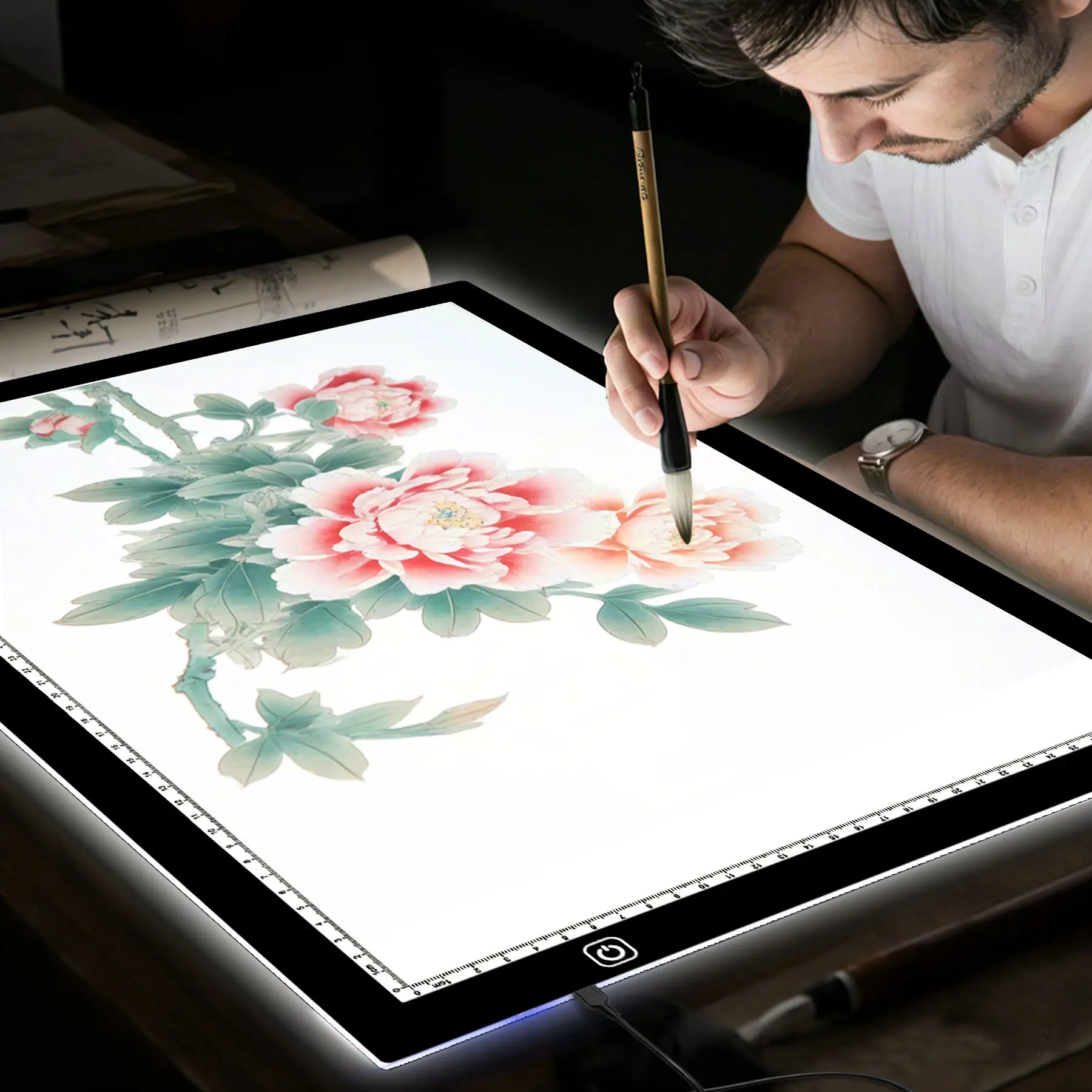LED Drawing  A2(60cm*40cm) Light-Up Acrylic  Writing , featuring an ultra-thin adjustable light pad, Suitable for diamond painting, sketching, animation,Light Table  It is a USB-powered high-brightness LED dual light strip painting  copy board,