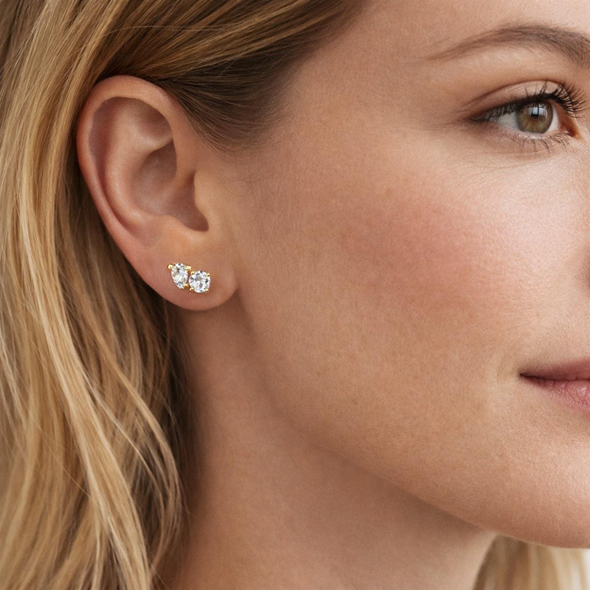 Delzzad Toi et Moi Stud Earrings Pear and Round Cut Earrings VVS Synthetic Moissanite Earrings S925 Studs Moissanite Earrings Jewelry Perfect Birthday Engagement Anniversary Mother’s Day Christmas Valentine's Day Gifts