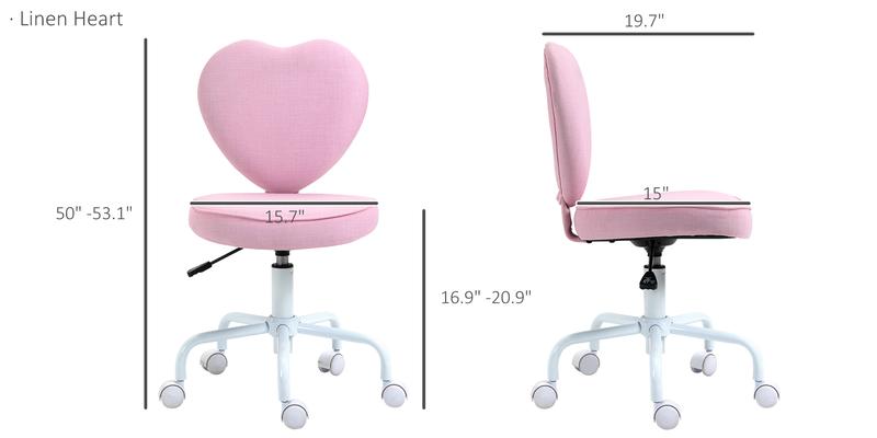 HOMCOM Mid-Back Office Chair, Swivel Vanity Chair with Adjustable Height and Wheels, Computer Desk Chair for Home Office or Bedroom