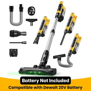 【No Batteries】ZEXAPE 350W Cordless Vacuum Cleaner for Dewalt 20v Battery/ for Milwaukee M18 Battery/ for Makita 18V Battery, 35kPa Brushless Lightweight Stick Vacuum with 3 Mode Suction,6 in 1 Stick Vacuum Cleaner with HEPA for Floor