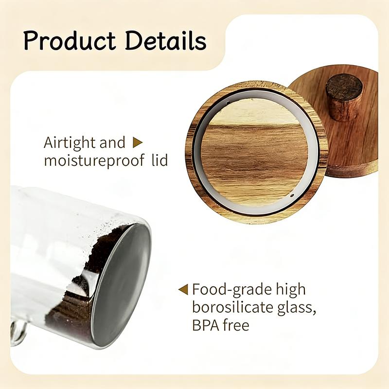 UFORU Multi-Purpose Airtight Mason Jars with Wooden Lid & Spoon - 20.29oz/25.36oz BPA-Free Glass Canisters for Coffee, Tea & Snacks | Great as  Valentine's Day Presents