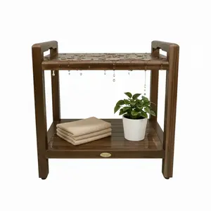DecoTeak® Eleganto® 20" Teak Wood Shower Bench with LiftAide® Arms in Woodland Brown Finish - Target Plus