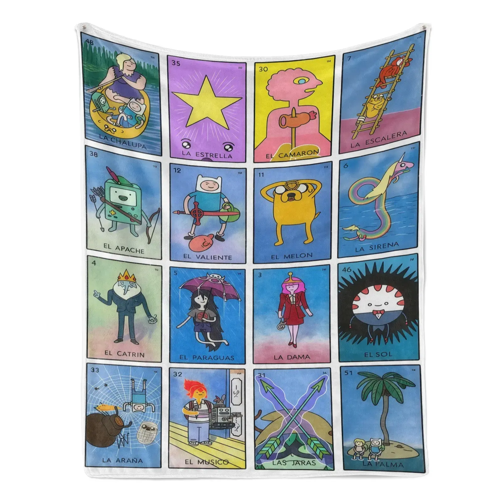 Adventure Time Loteria - Main Characters  Blanket Soft Funny Throw Blanket Cozy Lightweight Plush Portable Cover Blanket For Sofa,Warm Gift For Birthday,Christmas,Multiple Blanket
