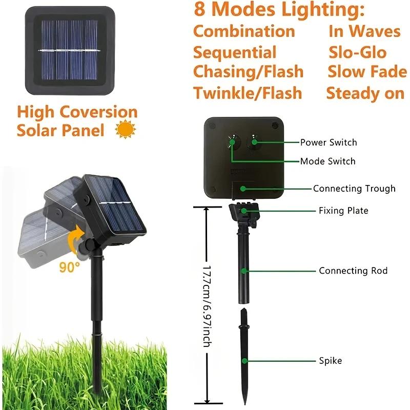 Solar 50pcs LED Bee String Lights - Cute Bee Garden Decoration for Wedding, Party, Christmas Tree and Home Yard - Warm Glowing Plastic Fairy Lights with Realistic Design, Garden Decoration Lighting | Whimsical Garden Lights | Outdoor Solar Decorations