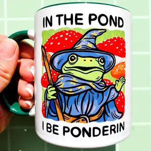 Funny Frog Mug Mushroom Cup Wizard Coffee Cup Hilarious Magic Themed Gift Fantasy Lover Mug Nerdy Humor Mug Nerd Boyfriend Gift Gamer Mug