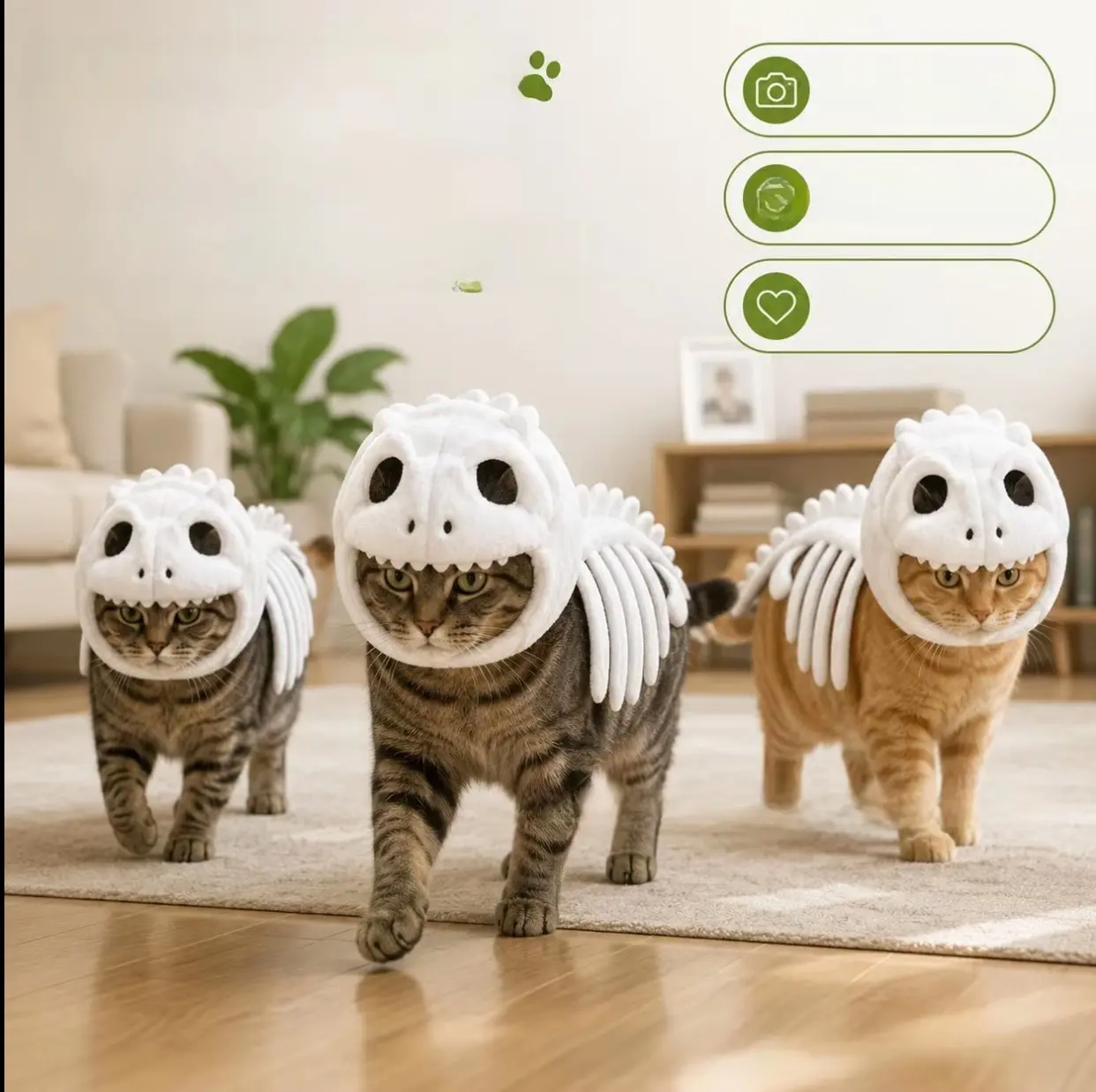 New Dinosaur Skeleton Cat Costume