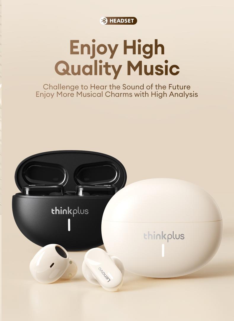 Lenovo LP19 In-Ear Wireless Earbuds with Bluetooth 5.1 for Faster, More Stable Connection, 360° Surround Sound, Hi-Fi Audio Quality, Smart Compatibility, Wireless Headphones for Music & Phone Calls