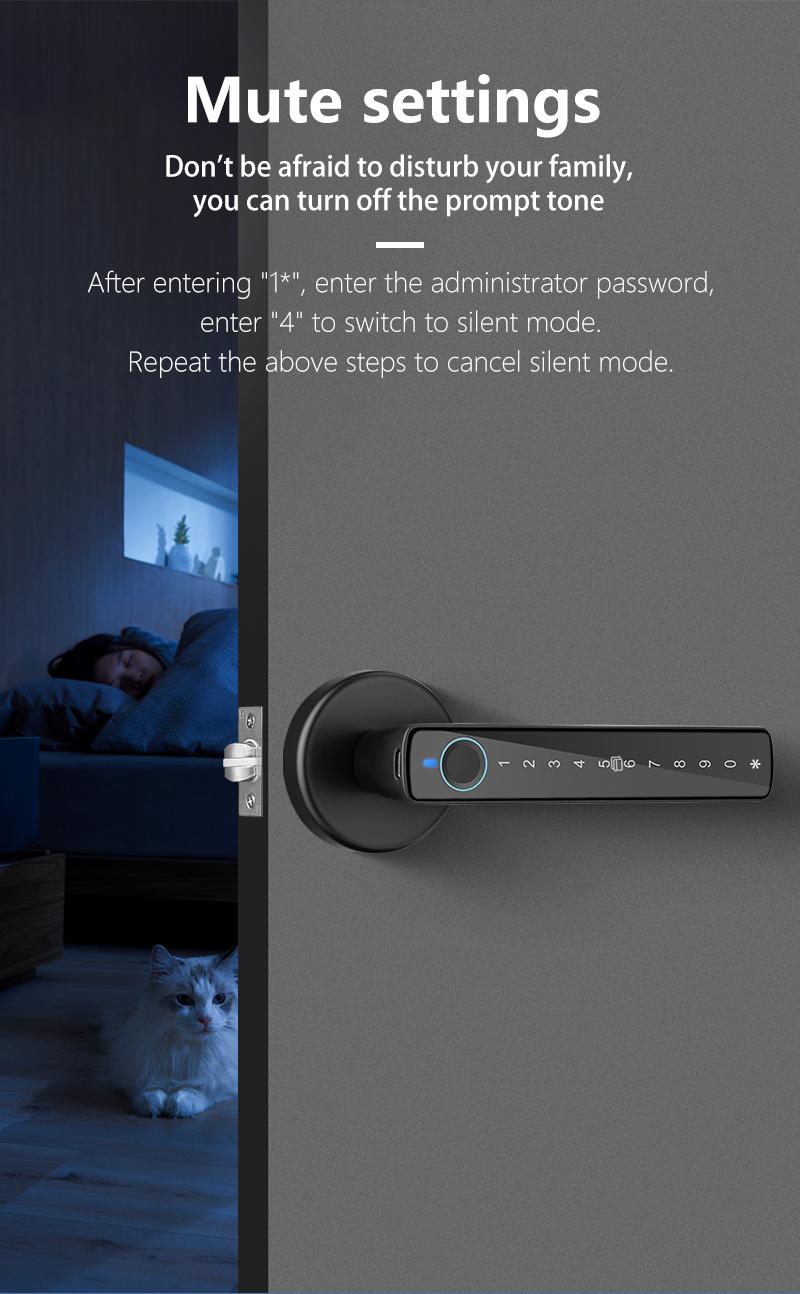 Smart Fingerprint Door Lock Keyless Entry Handle Biometric tech & App Control knob for Room Garage Office Apartment Local Data Storage