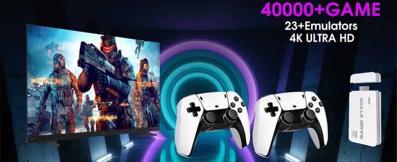 40000+ Classic Games 2026 All-New M15 Retro Gaming Stick Pro 128GB 4K Game Console 23 Emulators Dual 2.4G Wireless Controllers Plug and Play Portable for TV Monitor Projector