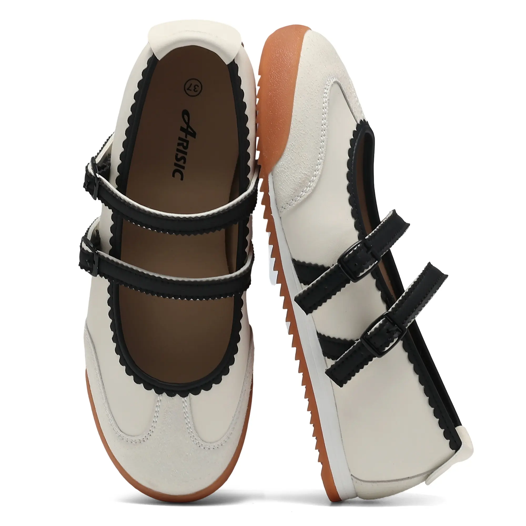 Women's Mary Jane Sneakerina Flats 2-Strap Rounded Toe  Casual Classic Elegant Footwear, Comfortable Walking Shoes for Modern Office Ladies, Stylish, Ballet Flat, Women's Shoes, Round Toe, Casual Wear, Mary Janes, Secure Fit, Classy