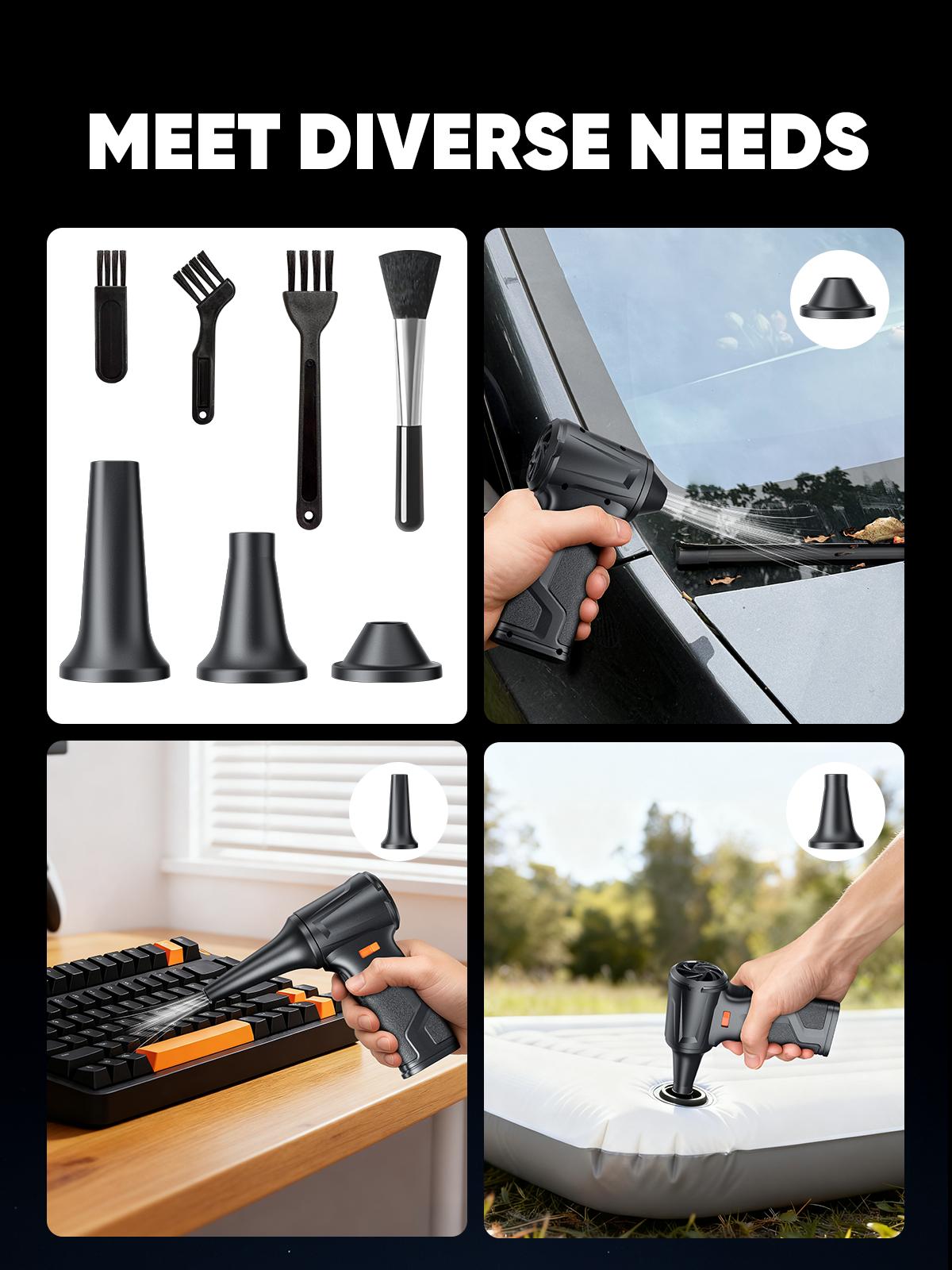 SHEKAR F10/F12 Electric Air Duster Rechargeable Brushless Motor Stepless Adjustable Gears Cordless Leaf Blower Rechargeable for Computer, Keyboard, Outdoor, House and Car #Summervibes fathersdaygift