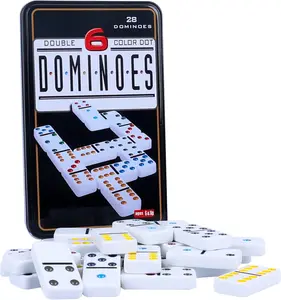 Classic Double 6 Dominoes Set with Tin Box - 28 Colorful Dot Tiles for Family Game Night, Travel & Parties - Ideal for 2-4 Players