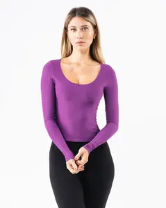 Women's Basic Long-Sleeve T-Shirt, Purple Noir