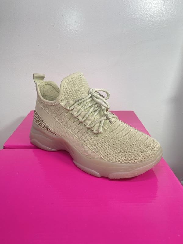 1930 Sporty Rhinestone Glitter Round Toe Sneakers for Women - Neon Yellow All Seasons Runner Sports Shoes for Casual Running & Training Athletic Trainer Footwear Girl Closed 1930 Sporty Rhinestone Glitter Round Toe Sneakers for Women - Neon Yellow All Seasons Runner Sports Shoes for Casual Running & Training Athletic Trainer Footwear Girl Closed