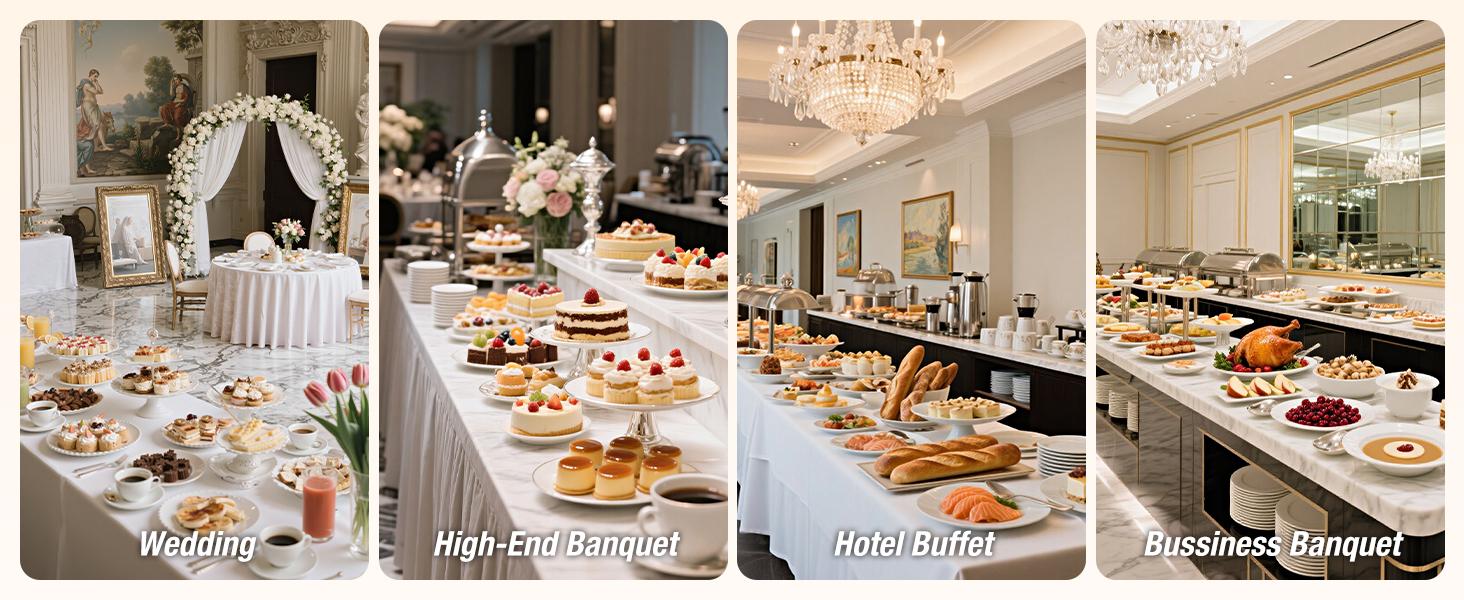 WARMOUNTS 5QT White Chafing Dishes (2-Pack/4-Pack) | Maifanite-Coated & Stackable Buffet Warmers for New Year‘s Party & Winter Gathering | Wedding & Catering