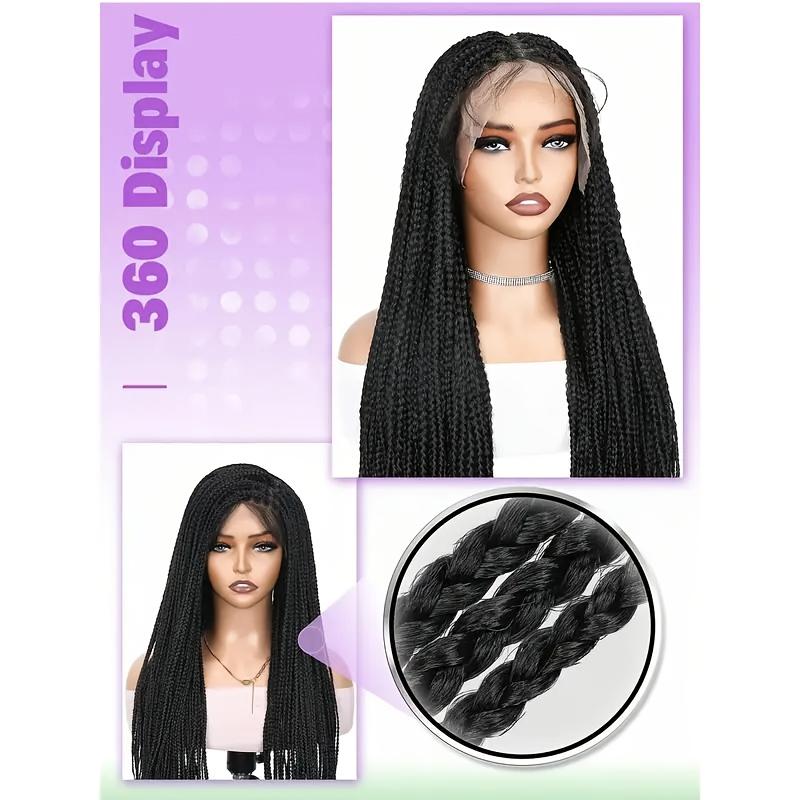 30 Inch Full Lace Braided Wig – Extra Long Box Braids, Natural Hairline, Glueless & Ready to Wear