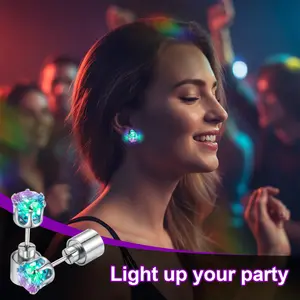 Oceantree LED Earrings, Light Up Stud Earrings, Glowing Diamond Crown Pendant Earring for Women and Men, LED Jewelry for Party, Wedding, Birthday, Night Out, Disco, Festival