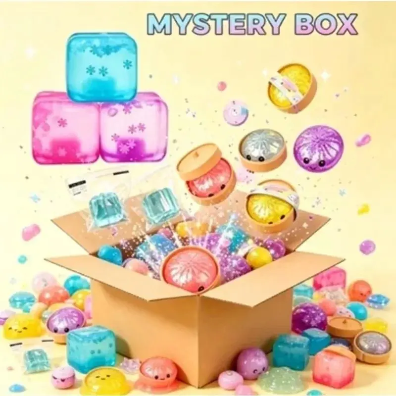 100+ Random Styles Squishy Surprise Blind Box, Kawaii Stress Relief Squeeze Fidget Toys, Assorted Novelty Sensory Desk Gift