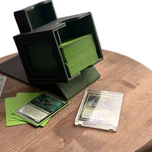 Faux Leather Trading Card Deck Box with Dice Tray Sleeves & Magnetic Case for Collectors