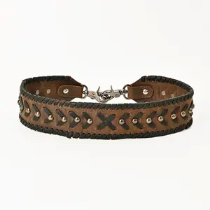American Darling Strap Handcrafted Vegetable-Tanned American Genuine Leather Braided & Riveted Western Accessory 28in X 2in