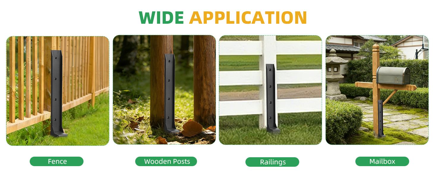 Fence Post Repair Kit, 33.5 Inch Heavy Duty Steel Anchor Stakes, One-Piece Fence Post Repair Stakes, Thickened Rustproof Anchor Ground Spike for Repair Tilted Broken Wood Posts Support