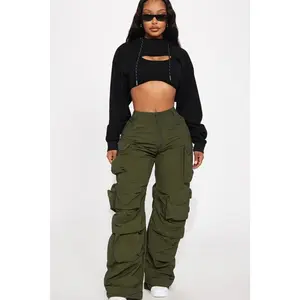 Talk It Up Oversized Distressed Washed Cargo Pant - Olive R