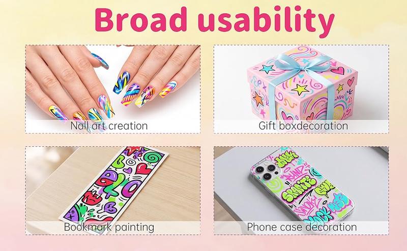 Quick-Dry & Gentle Nail Art Pens - 12 Color Set with 0.7mm Fine Tip, No Shake Formula for Smooth Lines & 3D Art, Smudge-Proof & Easy to Use for Beginners