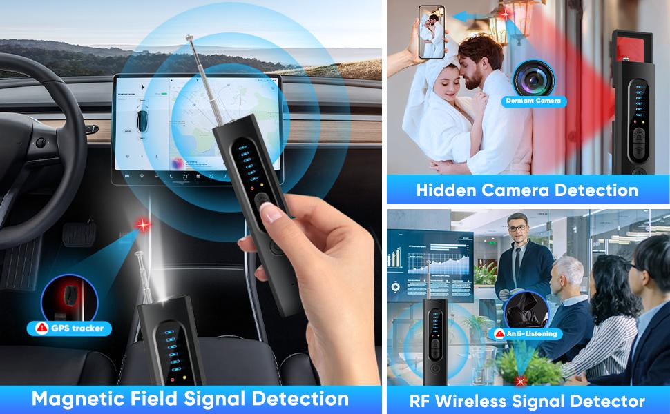 Hidden Camera Detectors, GPS Tracker Detector, Bug Spy Camera Finder with 5 Sensitivity Levels for Office, Hotel, Bathroom, Find Out Hidden Cam, GPS Trackers