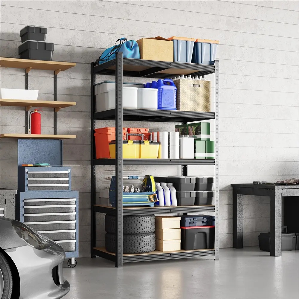 Yaheetech 71" H 5-Layer Metal MDF Display Storage Rack - 5 Adjustable Boltless Shelves, 386LB Per Shelf Capacity - Kitchen Rack for Home Organization, Kitchen Rack Shelf