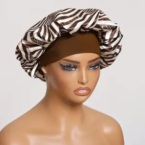 Unice Satin Nightcap with Wide Brim Silky Bonnet Hair Wrap for Sleeping