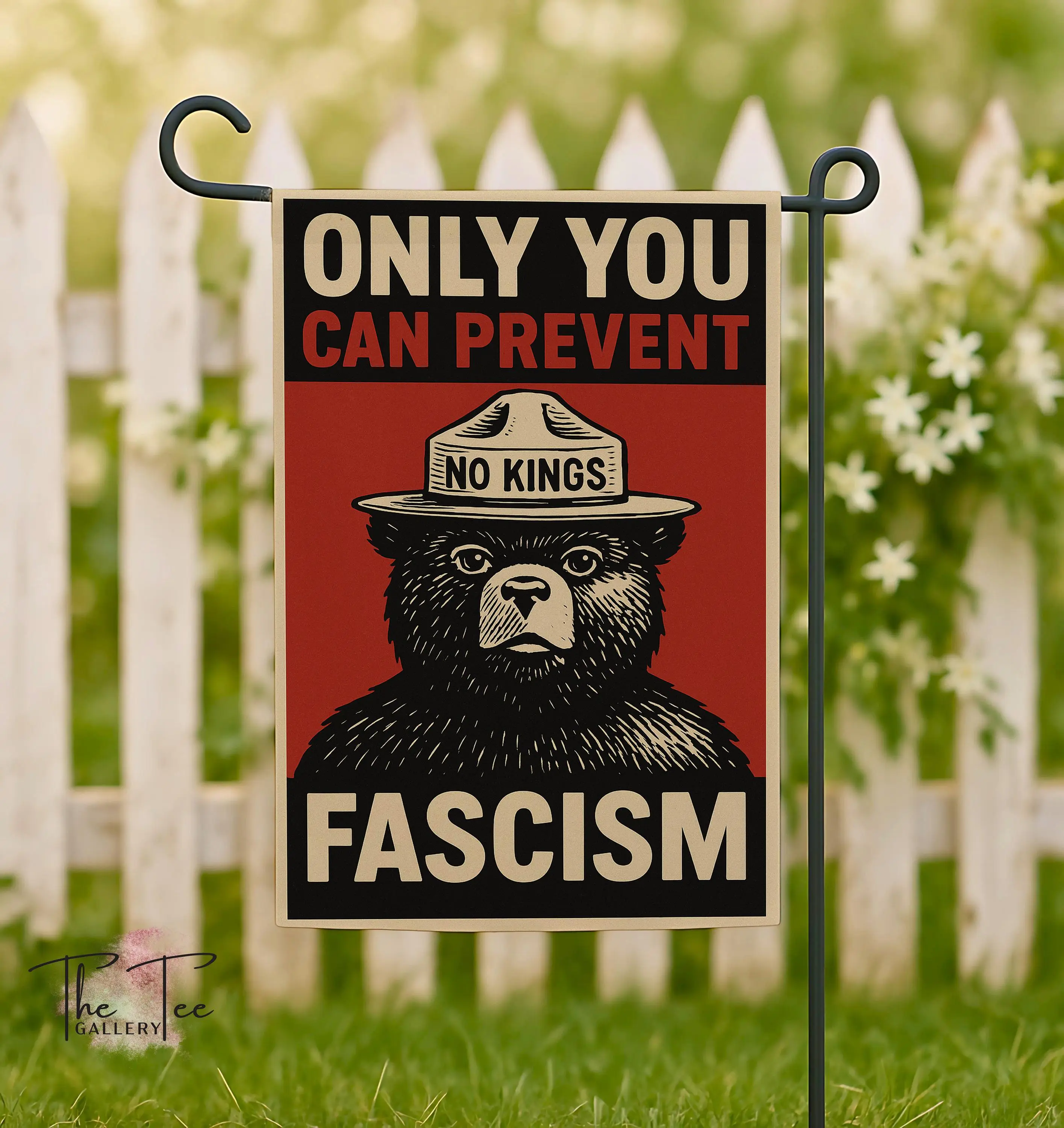 Only You Can Prevent Fascism Garden Flag, No Kings Protest Yard Flag, Resist Yard Signs, Bear Garden Flag, Progressive Portland Decor Flag