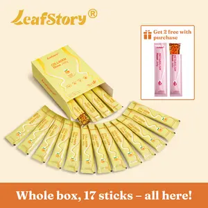LeafStory Collagen Glow Reset Jelly (17 Sticks/7 Sticks): Orange Flavor, Collagen, Support Skin Health & Elasticity, Support Hair & Nails, Stress Relief & Nerve Health, Sugar-Free, Gluten-Free, Non-GMO, Gelatin-Free, Natural Ingredients-G