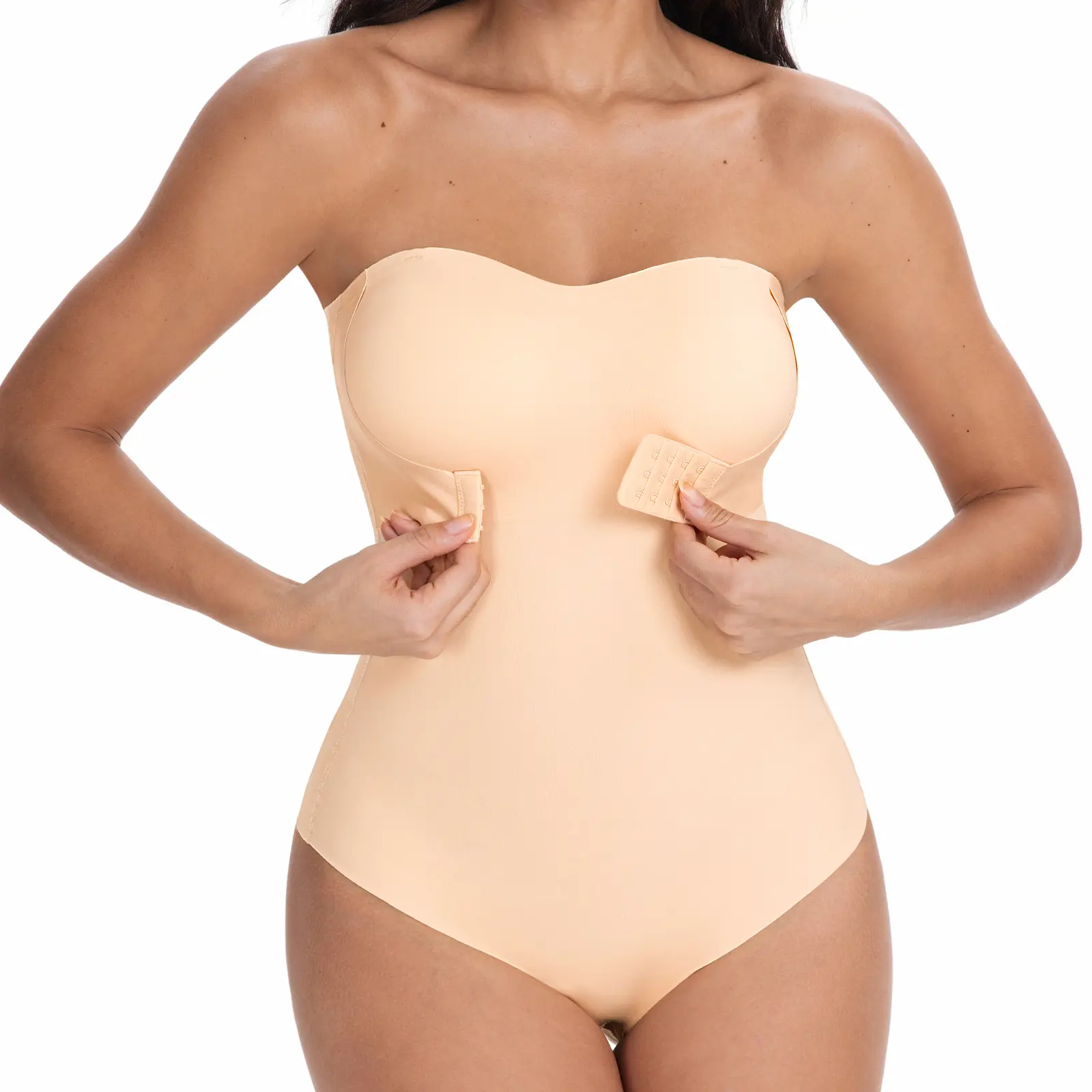 VRCOMFY  Women's Strapless Tummy-Tucking Shaping Bodysuit — Seamless, Non-Slip Tank Top-Style Shaper, Seamless Tummy-Tucking and Butt-Lifting Bodysuit with Removable Clear Straps