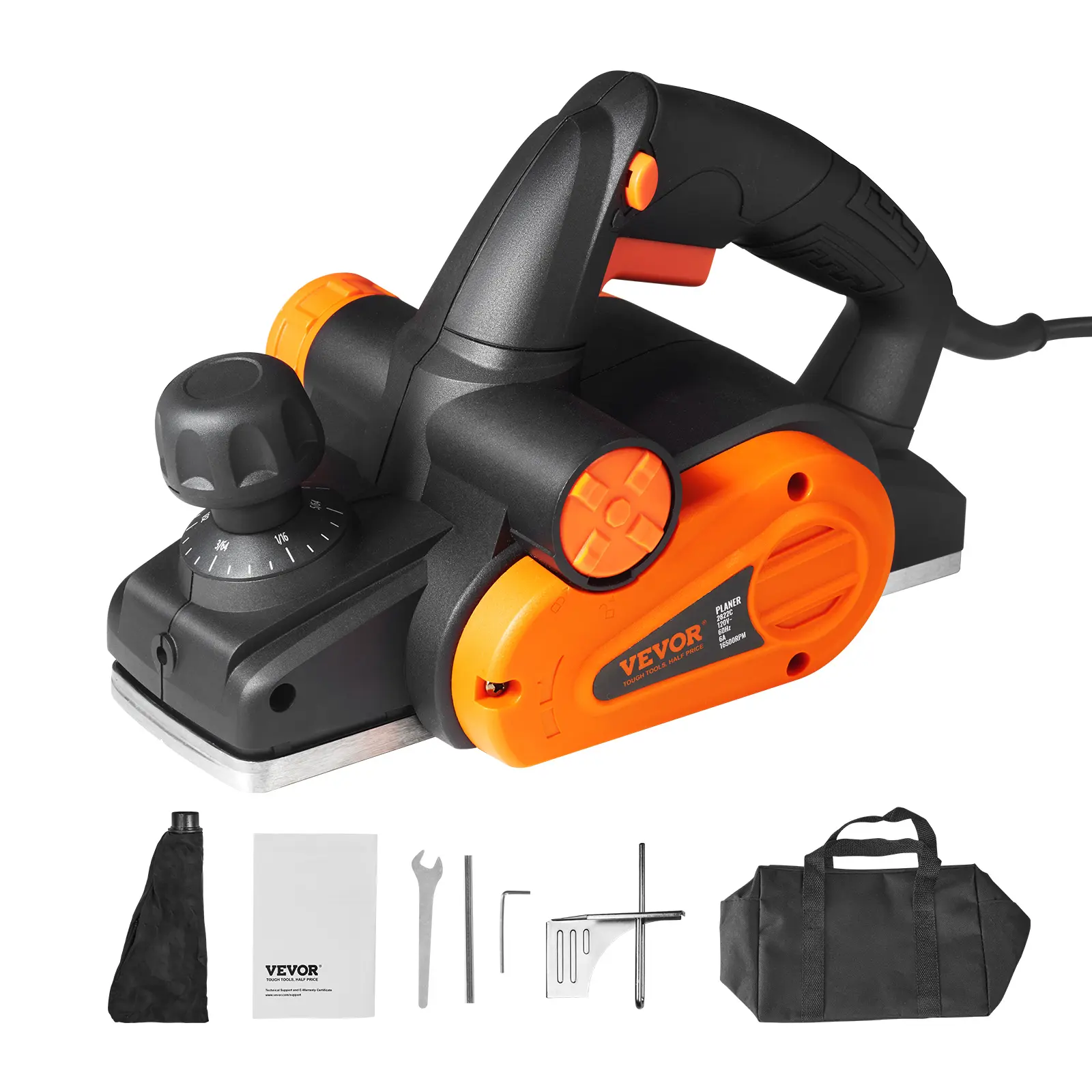 【Summerfinds】VEVOR Electric Hand Planer 3-1/4" width Corded Electric Hand Planer16500 RPM High-Speed Powerful Electric Handheld Planers for WoodworkingWood Chamfer DIYSmooth Finish Carpentry ToolFCC-SDoC
