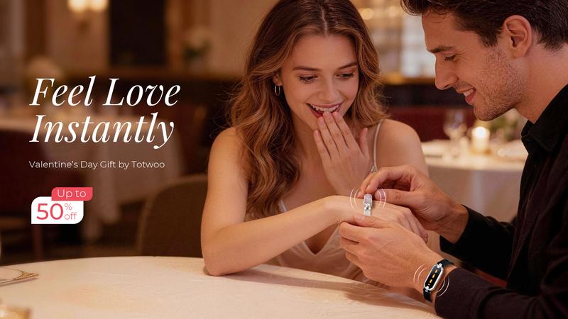 totwoo Morse Love Long Distance Touch Bracelets with Silicone Remote Vibration & Flash Sync Love Connect Gift for Couples Sun&Moon Women Jewelry