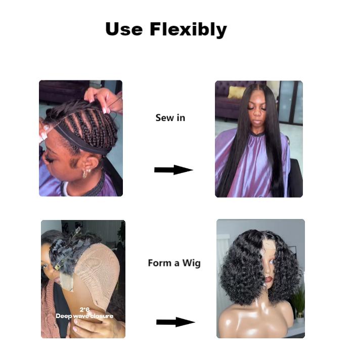 [Wequeen] 2x6 HD Lace Closure Straight Body Wave Skin-Like Closure Human Hair, Soft & Natural, Durable & Lightweight, 14-18 Inch, #1B Natural Black