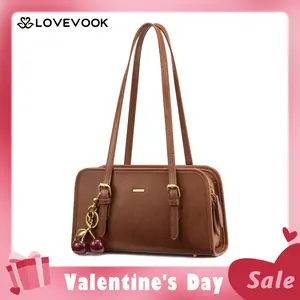 【Valentine's Day Gift】LOVEVOOK Swing Zip Shoulder Bag Small Purses for Women Trendy Handbags Mini Vintage Hobo Clutch with Cherry Pendant Lightweight Retro and Elegant Suitable for Daily Outings Shopping and Leisure TikTokShopJumpstartSale