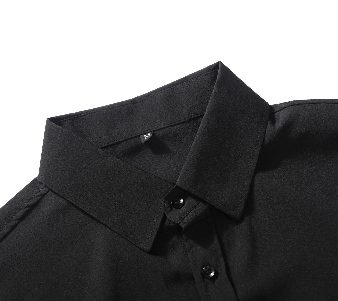 New Men's Business Lightweight Long Sleeve Shirt Stretch Wrinkle-Free Ice Silk Cool Dress Shirt