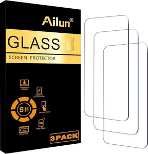 Ailun Screen Protector for iPhone 16 / iPhone 15 / iPhone 15 Pro [6.1 Inch] Display 3 Pack Tempered Glass, Dynamic Island Compatible, Case Friendly [Not for iPhone 16 Pro 6.3 Inch]. | 6.1 Inch, Display, Case Friendly