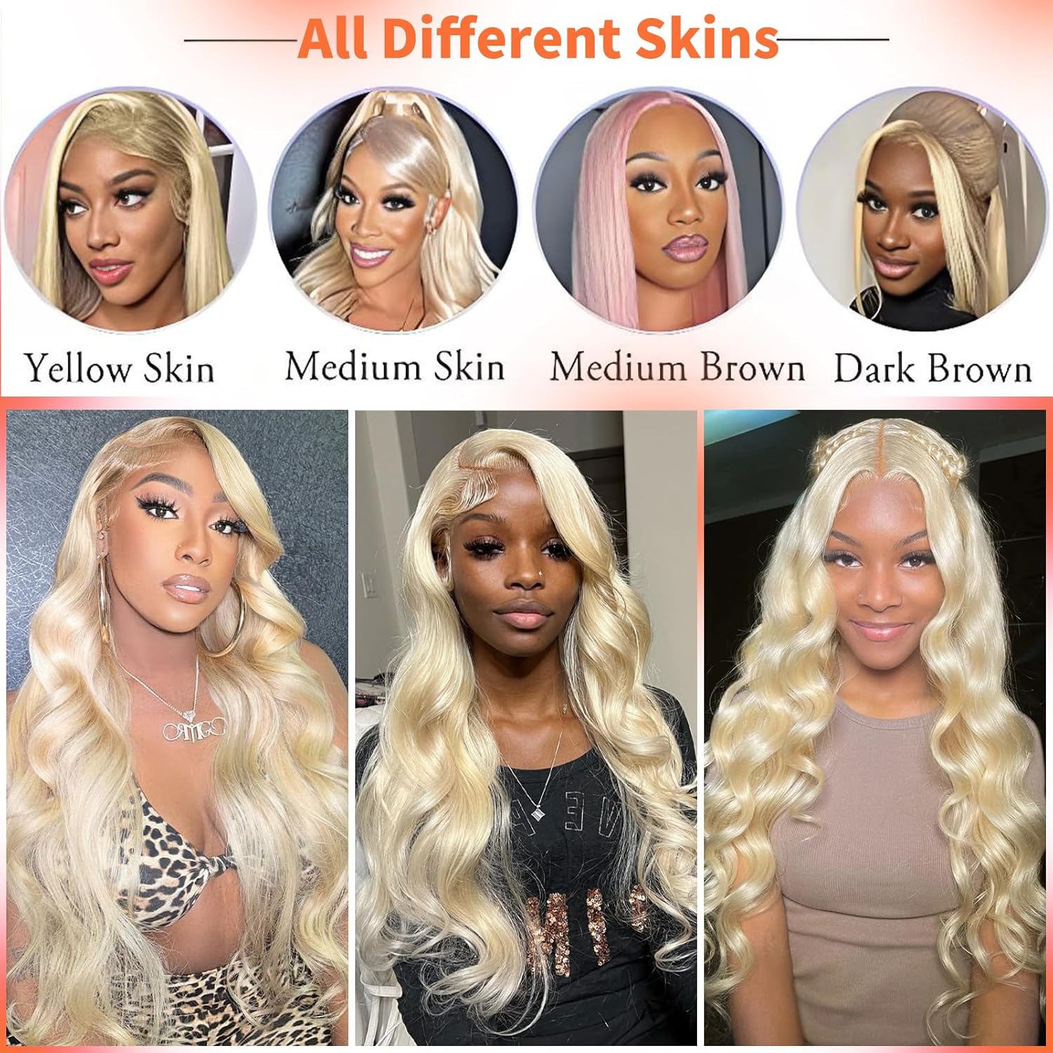 KingSup 613 Blonde Body Wave 100% Human Hair 13x6 HD Lace Front Wig Soft Lightweight Pre Plucked With Baby Hair Super Soft And Natural Looking Breathable Adjustable Strap Comfortable  No Shedding Can Be Dyed Bleached Restyled