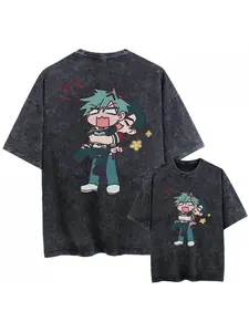 Men's & Women's Vintage Ivan Till Alien Stage Graphic T-Shirt - Oversized Black Pure Cotton Tee with Anime Character Print, Round Neck Short Sleeve Casual Shirt, Plus Size Loose Fit for all-Season