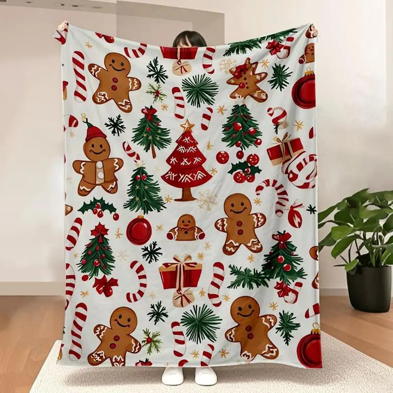 Ultra Soft Cotton Flannel Throw Blanket - 30x40 in, Whimsical Cookie Design, Holiday Decor, Living Room Decor, Bedroom Snuggle Essential for Movie Nights, Sohochic